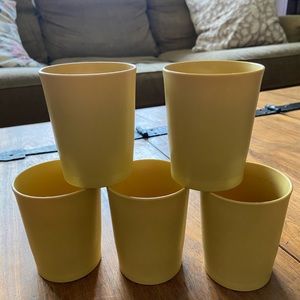 5 ochre Yellow Tupperware Short Drinking Cups